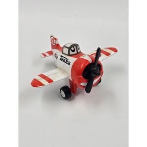 Vintage Tonka LCA-01 Red White Striped Propeller Airplane Toy Plastic Aircraft